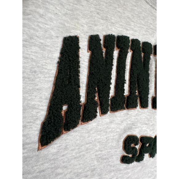 Women's Anine Bing Tyler Oversized Crewneck Varsity Sweatshirt size L in Gray - Picture 3 of 7